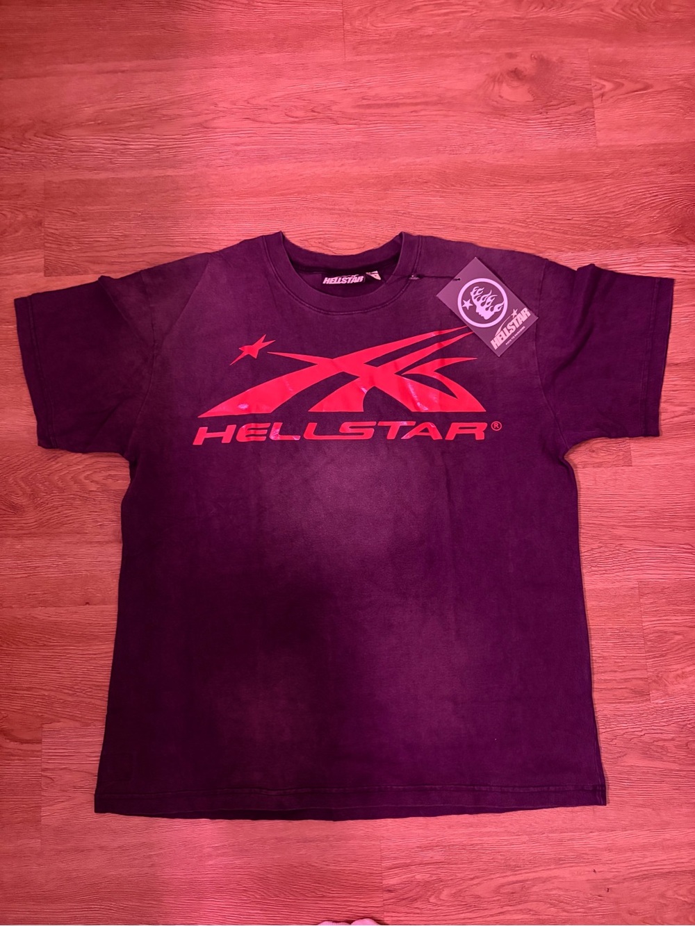 Men’s Black Graphic Logo Tee with Red Print